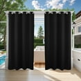 thumbnail image 3 of SHANNA 4 Panel Outdoor Curtains, Waterproof Windproof UV Protection Blackout Curtains with Eyelets, 3D Textured Pattern for Garden, Pergola, Balcony, Black, 52 X 108 inch, 3 of 8