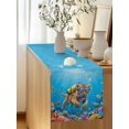 thumbnail image 5 of Funny Tiger Diving Table Runner, Seafloor Corals Fish Oceans Modern Cotton Linen Kitchen Table Decoration Washable Dining Tabletop Runners for Home Party Decor 14x72 Inches, 5 of 9