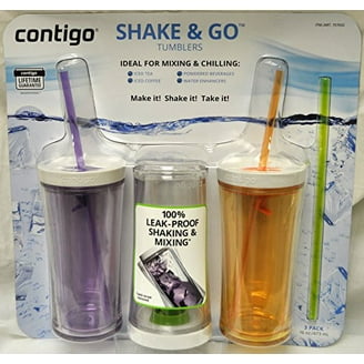 保存容器・ケース Contigo Shake & Go Plastic Tumblers Contigo Shake & Go Plastic Tumblers - Set of 3 (Pink Blue & Clear