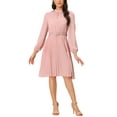 thumbnail image 2 of INSPIRE CHIC Women's Work Shirt Dress Long Sleeve Pleated Midi Dresses, 2 of 5