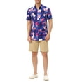 thumbnail image 2 of Lars Amadeus Men's Printed Button Down Short Sleeves Hawaiian Color Block Shirts, 2 of 6