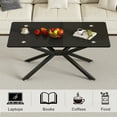 thumbnail image 2 of GZXS Black Glass Coffee Table for Living Room, Modern Accent Center Table with Metal Legs, 220lbs Weight Capacity, 39.37"L x 23.62"W x 16.93"H, 2 of 7