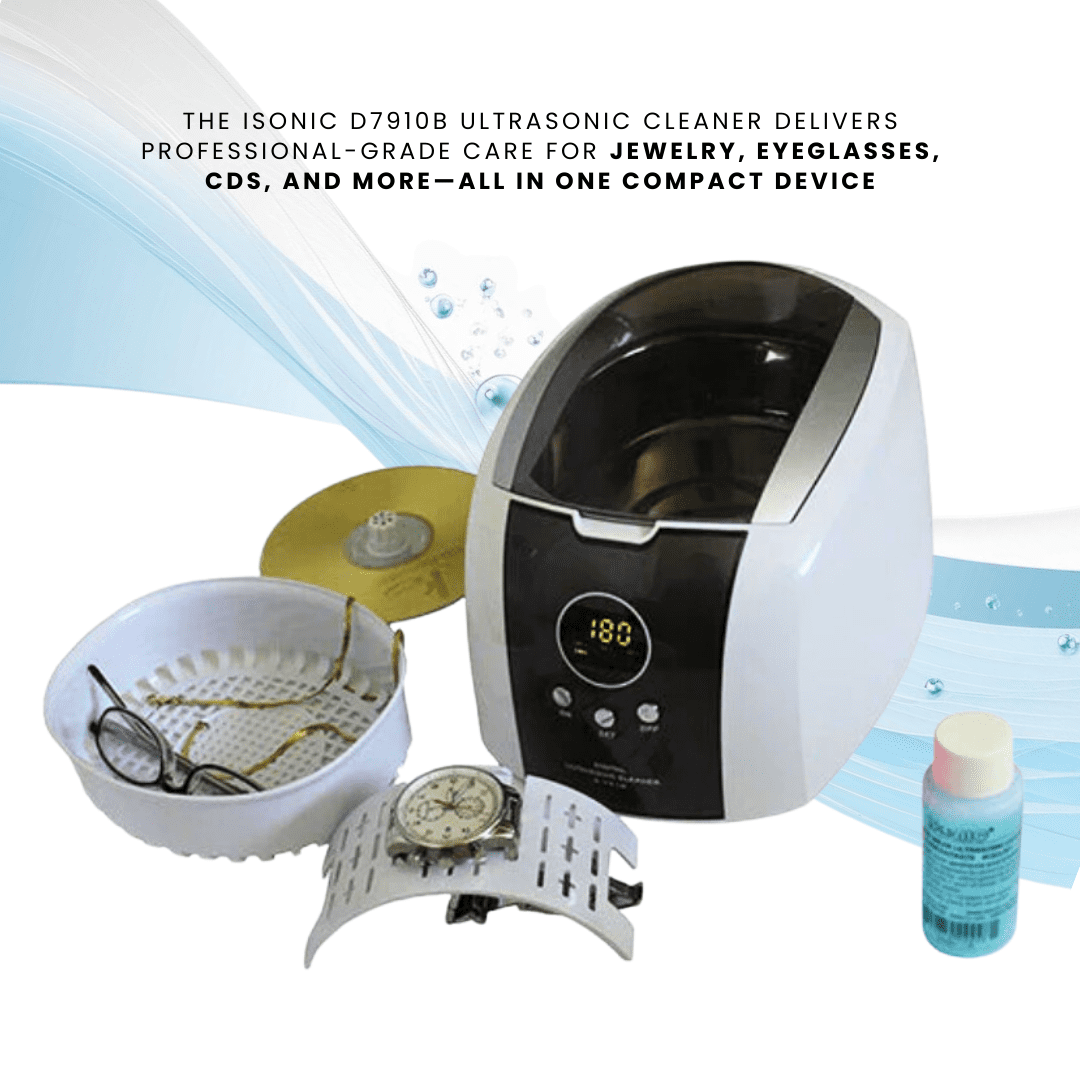 iSonic D7910B Digital Ultrasonic Cleaner, 0.75 L Stainless Steel Tank, 110 V, with CSGJ01 Cleaning Solution Concentrate