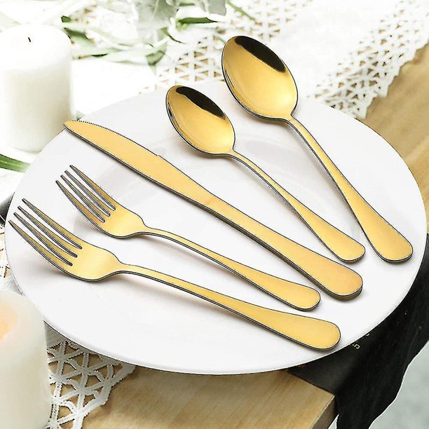 20 piezas Cubiertos Cubiertos Juego de vajilla Cuchillo de acero inoxidable Tenedor Cuchara Utensilios con caja de regalo