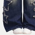 thumbnail image 5 of GiLiling Girls Baggy Vintage Cargo Jeans High Waist Wide Leg Elastic Waist Y2k Aesthetic Denim Pants Casual Wear Star Embroidery (Blue, 7-8 Years), 5 of 8
