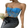 thumbnail image 4 of EIMELI Women Bustier Tube Tops See Through Embroidery Flower Off-Shoulder Tank Party Street Backless Crop Tops, 4 of 6