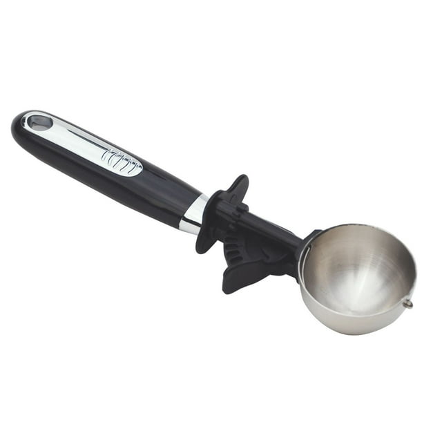 Mainstays™ Trigger Ice Cream Scoop, Black Handle, Ergonomic Trigger Arm, Stainless steel, Plastic