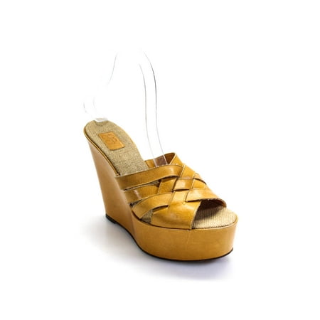 

Pre-owned|CO OP Barneys New York Womens Platform Wedge Heel Strappy Sandals Yellow Size 38