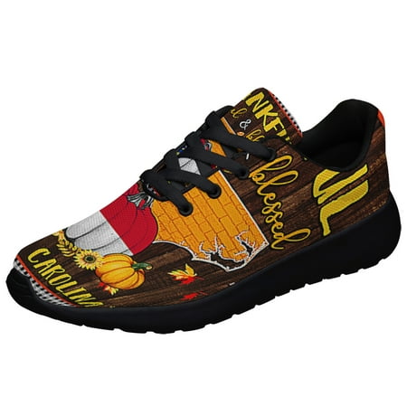 

North Carolina Fall Thankful Grateful and Blessed Shoes Sneakers Black Size 5