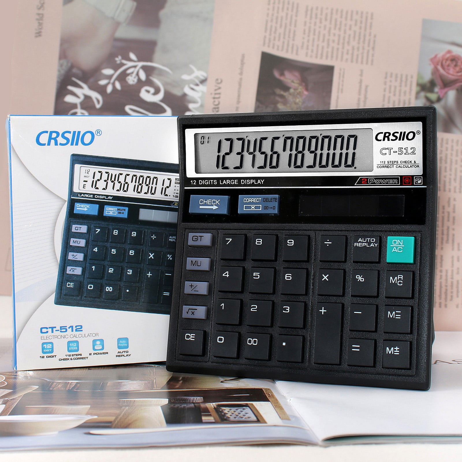 Chmadoxn Home Office Furniture Battery Calculator 12-digit Portable Calculator With Large Buttons For Study Business And Office Use portable calculator
