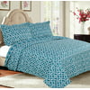 Blue Trellis 3-Piece Reversible Bedspread Coverlet Quilt Set with Pillow Shams