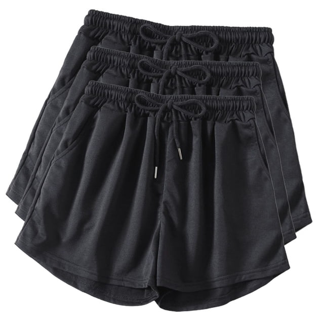 Diufon Womens 3PCS Jogger Shorts Elastic Waist Drawstring Yoga Shorts Solid Color Shorts with Pockets