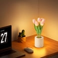thumbnail image 5 of FENGGHAO Mothers Day Tulip Night Light 6 Heads Pink Artificial Flower LED Lamp with Vase Dimmable Rechargeable Table Centerpiece Home Decor, 5 of 7