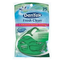 DenTek Fresh Clean Advanced Fluoride Coating Floss Picks, Long Lasting Mint, 75 Ct