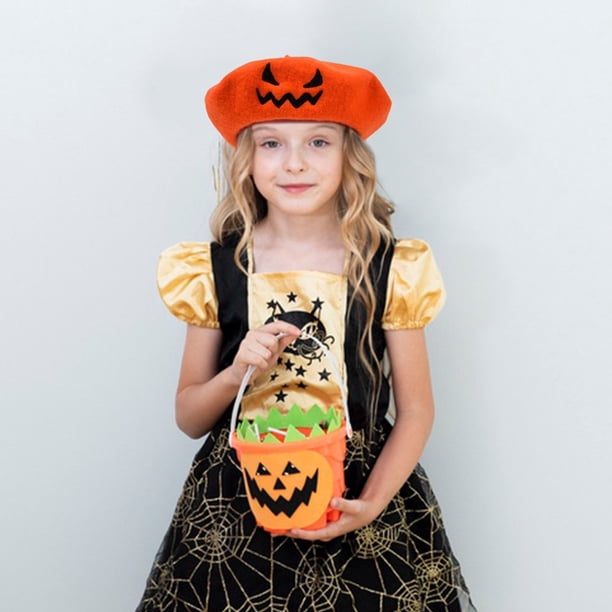 Halloween Pumpkin Beret Vintage Artist Hat Handmade Kawaii  display picture 2