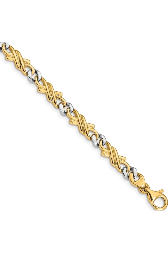 14K Two-Tone 6mm Hand-Polished Fancy Link Chain (7 X 6) Made In Peru lk223-7