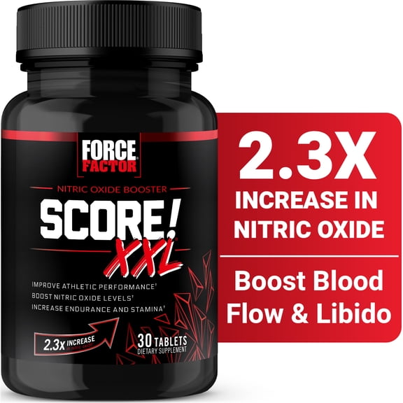 Force Factor SCORE! XXL, Nitric Oxide Booster for Men with L-Citrulline, Horny Goat Weed & Tribulus for Libido, Drive, Stamina & Energy, 30 Tablets