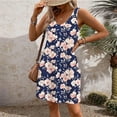 thumbnail image 4 of Hvot&aat Women's Floral Print Tank Dress Sleeveless V Neck Fit & Flare Casual Beach Vacation Short Sundress, 4 of 6
