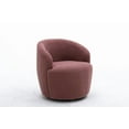 thumbnail image 4 of Swivel Barrel Chair, Modern Teddy Fabric Upholstered Accent Chair Armchair Lounge Chair with Metal Base, Comfy Single Sofa Chair with 360 Degree Swiveling for Living Room/Bedroom, Dark Red, 4 of 7