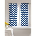 thumbnail image 3 of Navy Blue White Curtains 54 Inch Length, Sheer Curtains for Bedroom Living Room Window Abstract Waves Water Ripple Striped Rod Pocket Voile Drapes Kitchen Curtains Small Half Window 42"x54" 2 Panels, 3 of 6
