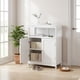 thumbnail image 4 of Gabinete Piso Almacenamiento Baño Independiente con Puerta Persiana Doble y Estante Ajustable,Estilo Nórdico Escandinavo, para Baño, Sala Estar, Cocina, Fácil Montaje,Blanco, 4 of 9