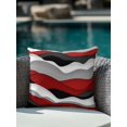 thumbnail image 4 of Waterproof Outdoor Throw Pillows with Inserts 16"x16", Red Black Ombre Soft Decorative Pillowcases for Couch Bedroom, Modern Geometric Moire Abstract Art Pillow Covers for Sofa Living Room, 4 of 8