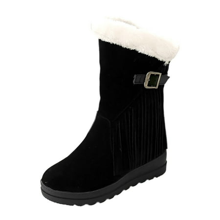 

Mackneog Women s Foreign Trade Large Winter Warm Cotton Boots Thick Soled Flat Heel T el Snow Boots Gift on Clearance