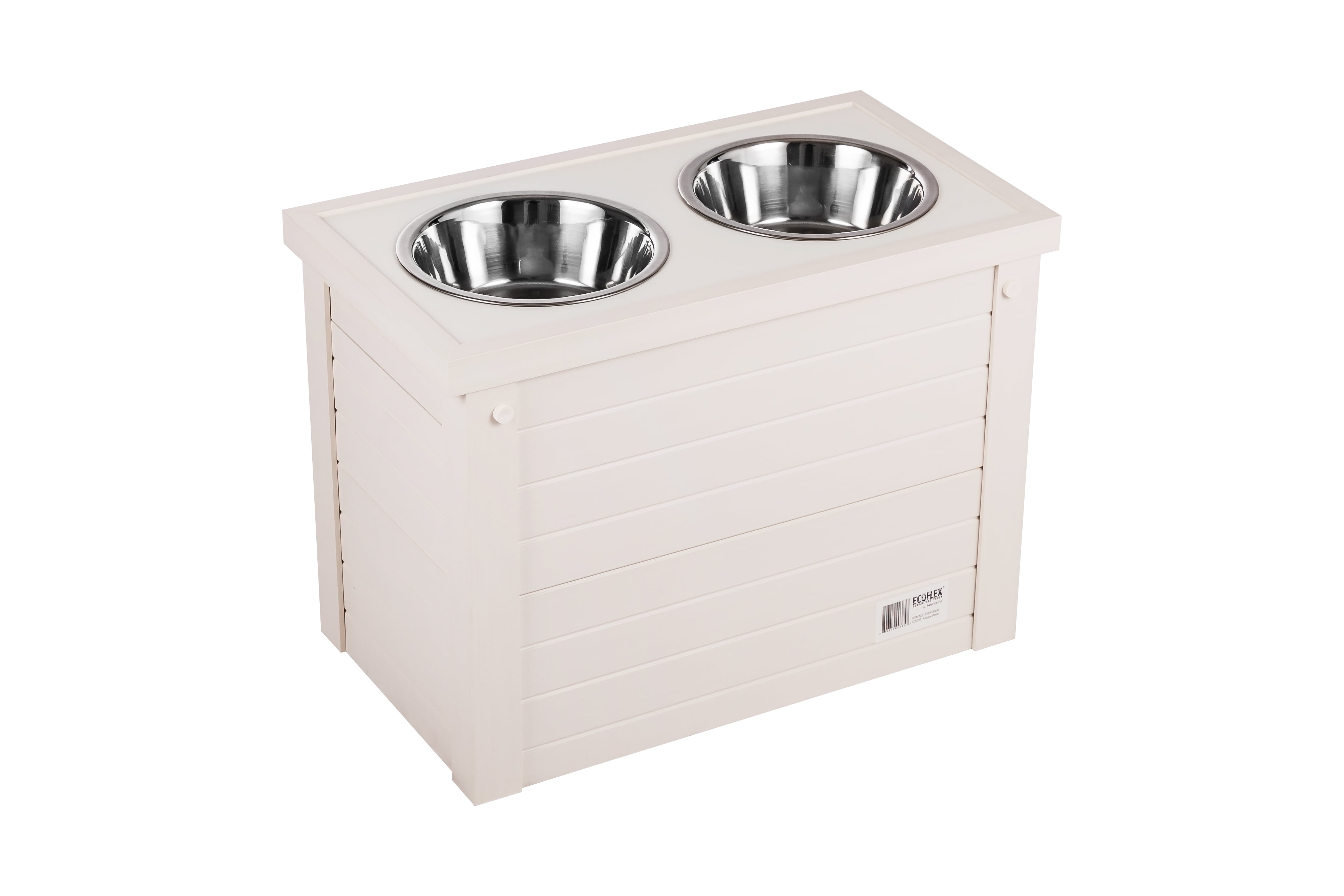 raised dog feeding station with storage
