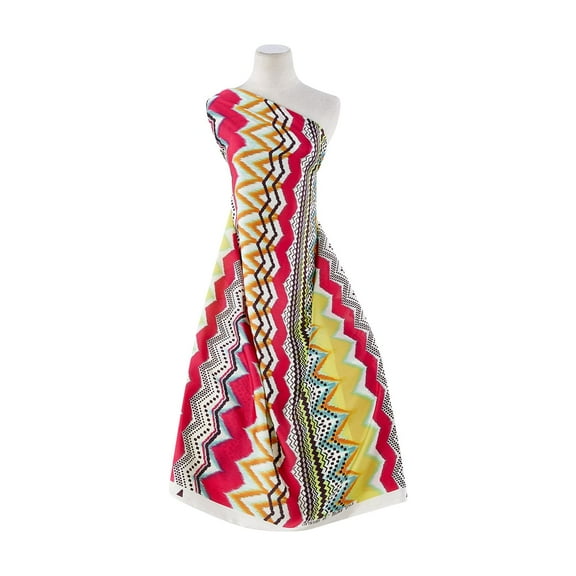 Zelouf Zipper Ikatt On Polyester Carnival Dull Satin , Sewing, DIY, Crafts Fabric by the Yard, 532 Yellow/red, 3 Yard