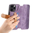 thumbnail image 2 of for iPhone 11 Wallet Case with Card Slots & Cash Slot【RFID Blocking】, With Wrist Kickstand,Flip Folio Book PU Leather  Shockproof Anti-fall Rugged Phone case Cover For Women Men,Purple, 2 of 11