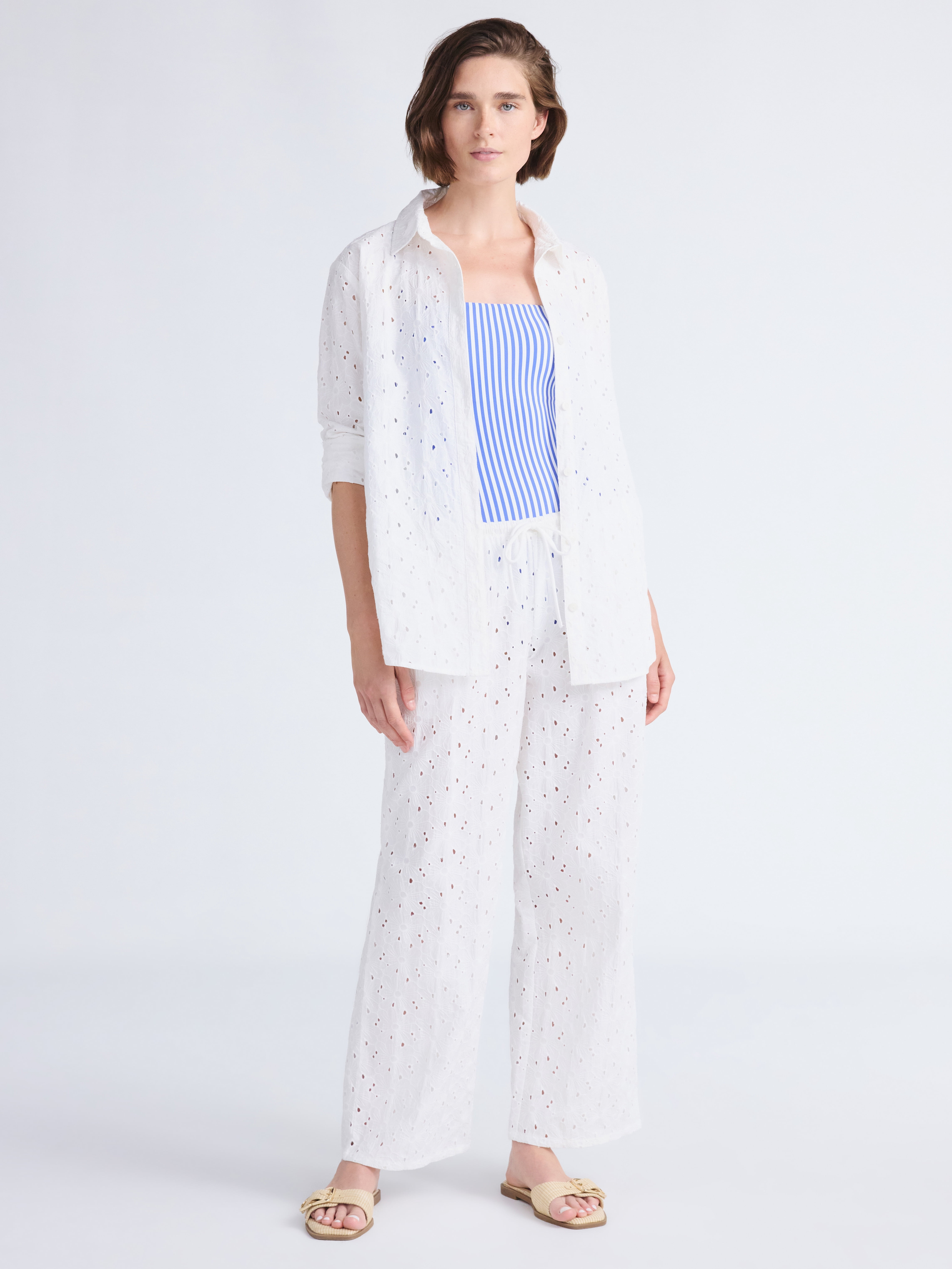 Free Assembly Women's Cotton Eyelet Coverup Tunic Shirt, Sizes XXS-XXL