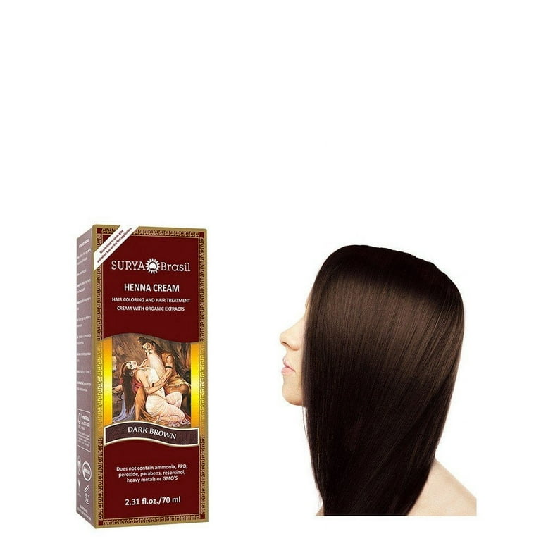 Surya Brasil Dark Brown Henna Cream - Moisturizing Hair Color with