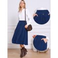 thumbnail image 2 of DARING DIVA Women's High Waist A Line Midi Skirts with Pockets X-Large Dark Blue, 2 of 6