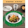 thumbnail image 3 of 13 Inch Round Placemats Set of 6, Grass Green Birthday Non Slip Heat Insulation PP Table Mats, Colorful Confetti Ribbons Polka Dots Classroom Washable Place Mats for Kitchen Dining Party Table Decor, 3 of 7