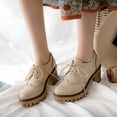 thumbnail image 5 of Women's Middle Heels Heel Shoes Breathable Casual Walking Comfort Lace Up Mid Heel Dress for Daily Leisure and, 5 of 6