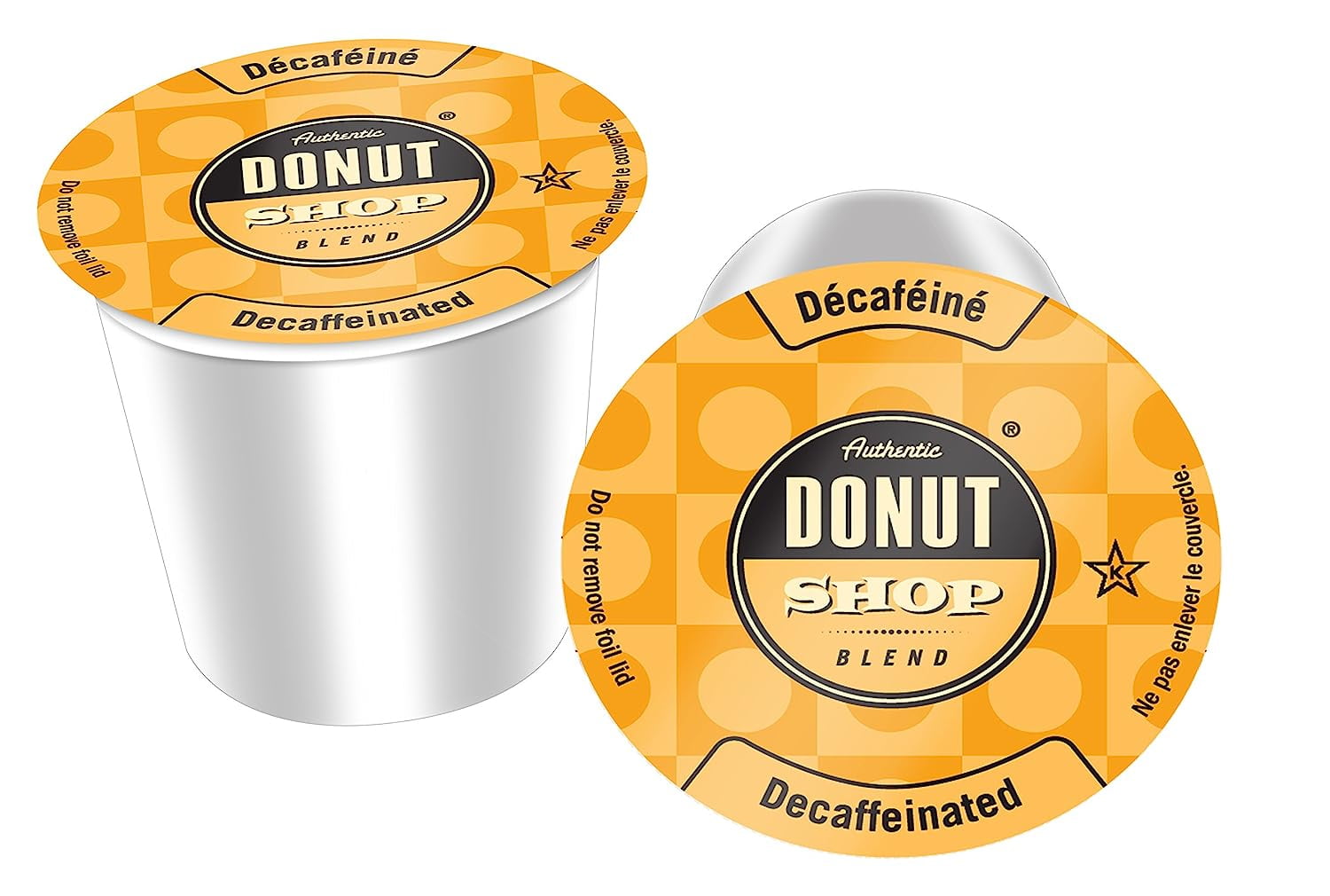 Authentic Donut Shop Blend Coffee Pods, Decaffeinated Medium Roast Coffee in Single Serve Cups, 24 Count Per Box, 2 Boxes
