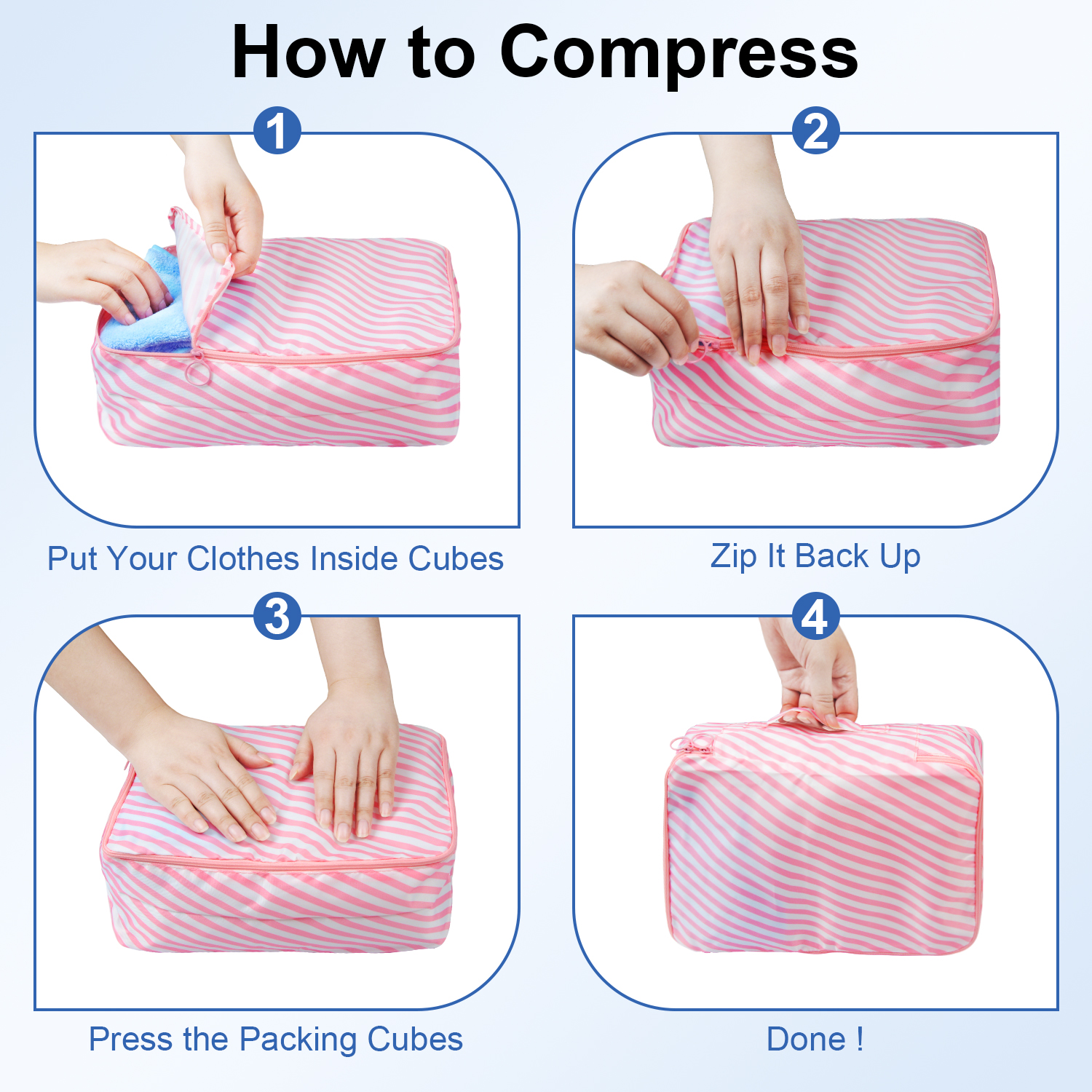 Packing Cubes for Travel,AILKIN 10 PCS,Compression Bags For Travel with Shoe&Hanging Toiletry Bag,Suitcase Travel Accessories Essentials Organizer Bags Packing Cubes for Luggage Compression，Pink