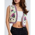 thumbnail image 5 of Yunliwuli Women Vest, Sleeveless Open Front Embroidery Flower Outwear Gilet for Casual Street, 5 of 10