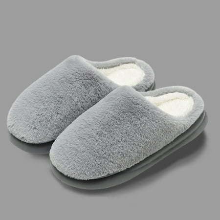 

ZHaobin Winter Plush Slippers Women New Soft Platform Fluffy Slides Casual Flats Men Comfort Couples Concise Anti Slip Bedroom Shoes (Grey 42-43(EUR 41-42))