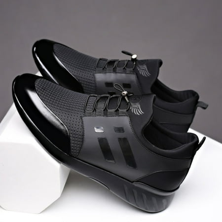 

2022 Men s Shoes Quality Lycra+ Cow Leather Shoes Brand 5CM Increasing British Shoes New Summer Black Man Casual Height Shoes