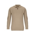 thumbnail image 3 of UVEASISHA Men's Shawl Collar Pullover Sweater Regular Fit Casual Button Mock Neck Knit Sweaters Knitted Soft Long Sleeve Winter Sweatshirt with Elbow Patches Khaki 3XL, 3 of 6