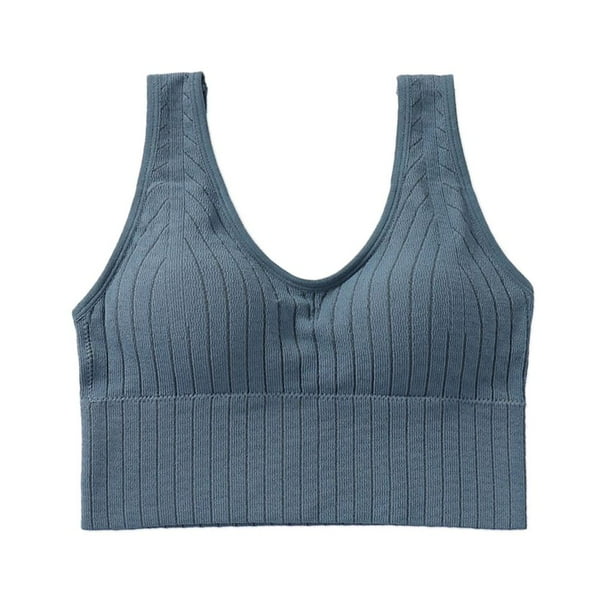 Mujeres sin espalda Bralette Crop Top Push up acolchado Azul Yuyangstore Top corto tipo bralette