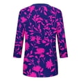 thumbnail image 4 of 3/4 Length Sleeve Womens Tops Dressy Casual Plus Size Blouses Gradient Large V-neck Three Quarter Sleeve Solid Color (Size:L-5XL), 4 of 5