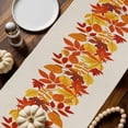 thumbnail image 2 of Table Runner Dresser Scarves 36 Inch Long,Autumn Thanksgiving Orange Maple Leaf Linen Dining Table Runners Vintage Linen Texture Tabletop Scarf for Wedding Holiday Party Kitchen, 2 of 9