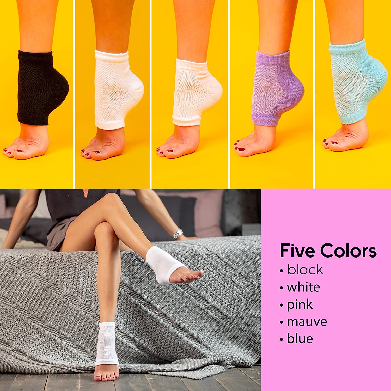 Moisturizing Heel Socks Pack Gel Lined Skin Heel Softener for