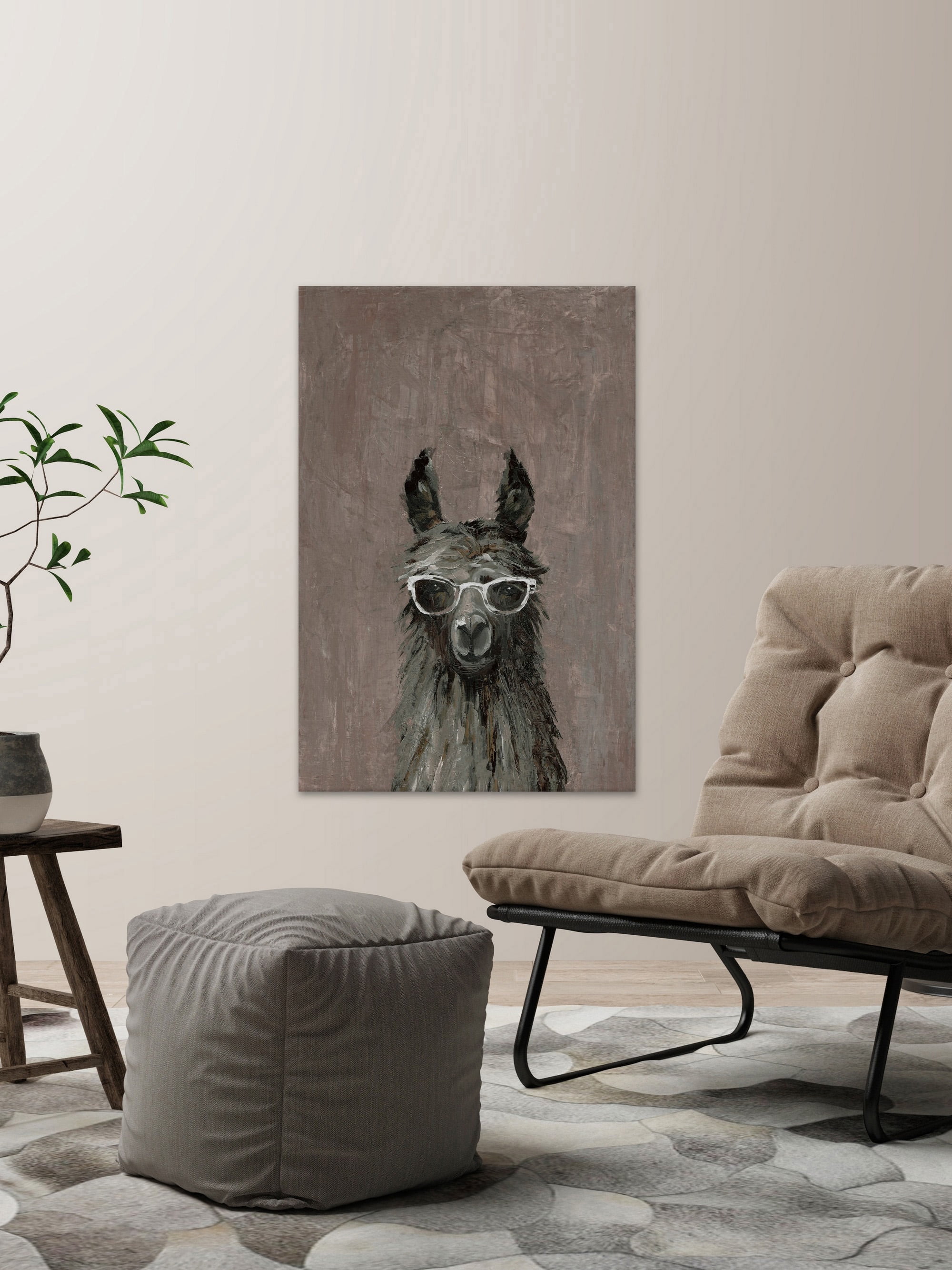 Happy Llama II Painting Print on Wrapped Canvas