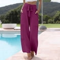thumbnail image 2 of Certgust Hot Sales Under $25 Pants Pants for Women Wide Leg Flowy Elastic Waist Drawstring with Pockets Summer Beach Vacation Clothes, 2 of 8