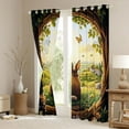 thumbnail image 3 of Castle Fairy Child Teenagers Cartoon Animal Rabbit Black Out Curtains,Spring Garden Flowers Butterfly Curtains Pack of 2 (42x63 Each),Rustic Cottage Cabin Bedroom Curtains,Ultra Soft Home Decor, 3 of 6