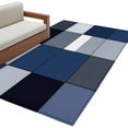 thumbnail image 2 of Blue Black Washable Area Rugs 2.7'x5', Geometric Abstract Color Block Plaid Modern Low Pile Throw Living Room Rug Non-Slip Sturdy Edge Binding Carpet for Indoor Entryway Bedside Kitchen, 2 of 9