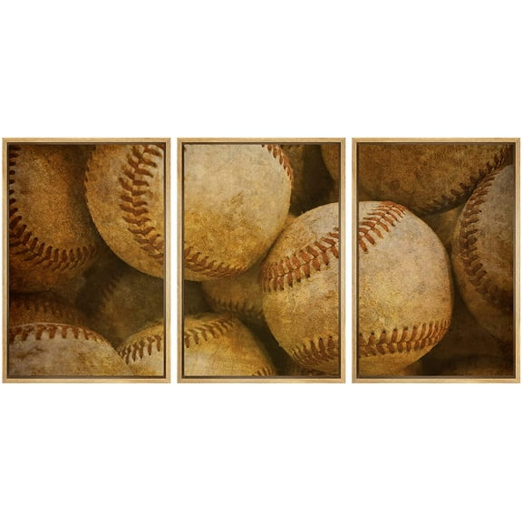 wall26 Framed Canvas Print Wall Art Retro Vintage Antique Baseball Collage Sports Athletes Photography Modern Rustic Scenic Relax/Calm Colorful for Living Room, Bedroom, Office - 24"x36"x3